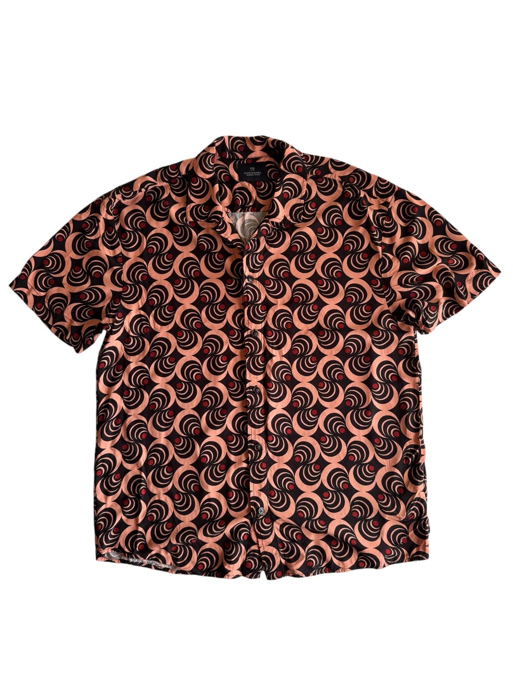 SCOTCH & SODA Couture Abstract Print Short Sleeve Button-Up Shirt Men L